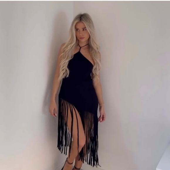 NWT ZARA * FRINGE RIBBED TOP BLACK - Picture 8 of 12